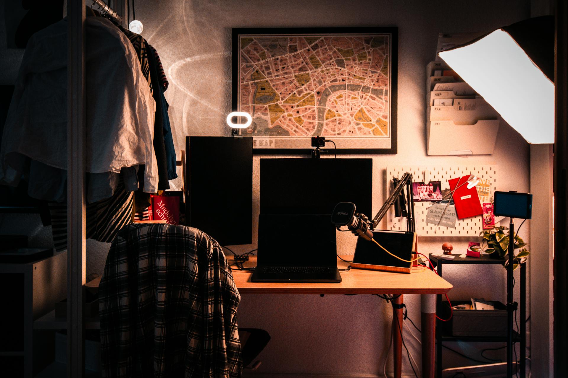 Warm home office setup with proper lighting